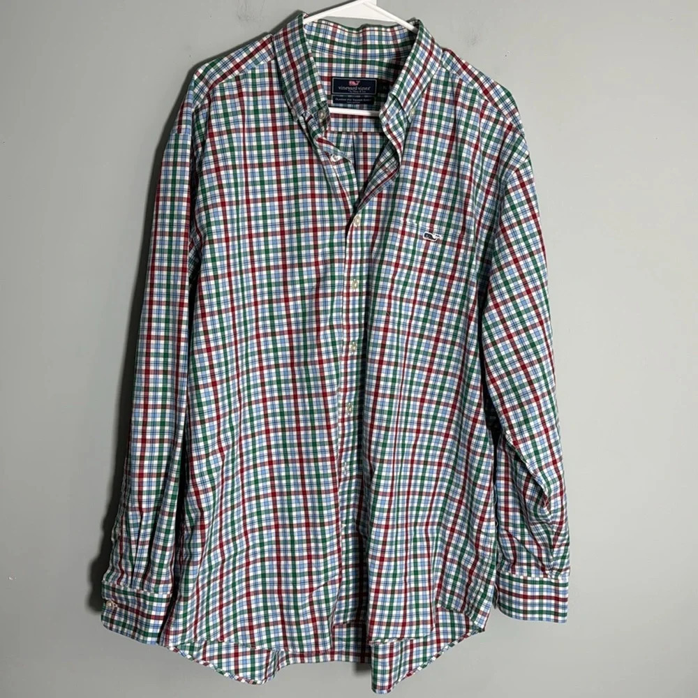 Vineyard Vines Classic Fit Tucker Shep & Ian Button Down LS Plaid Shirt Sz XL